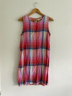 Sleeveless Linen Plaid Summer Dress
